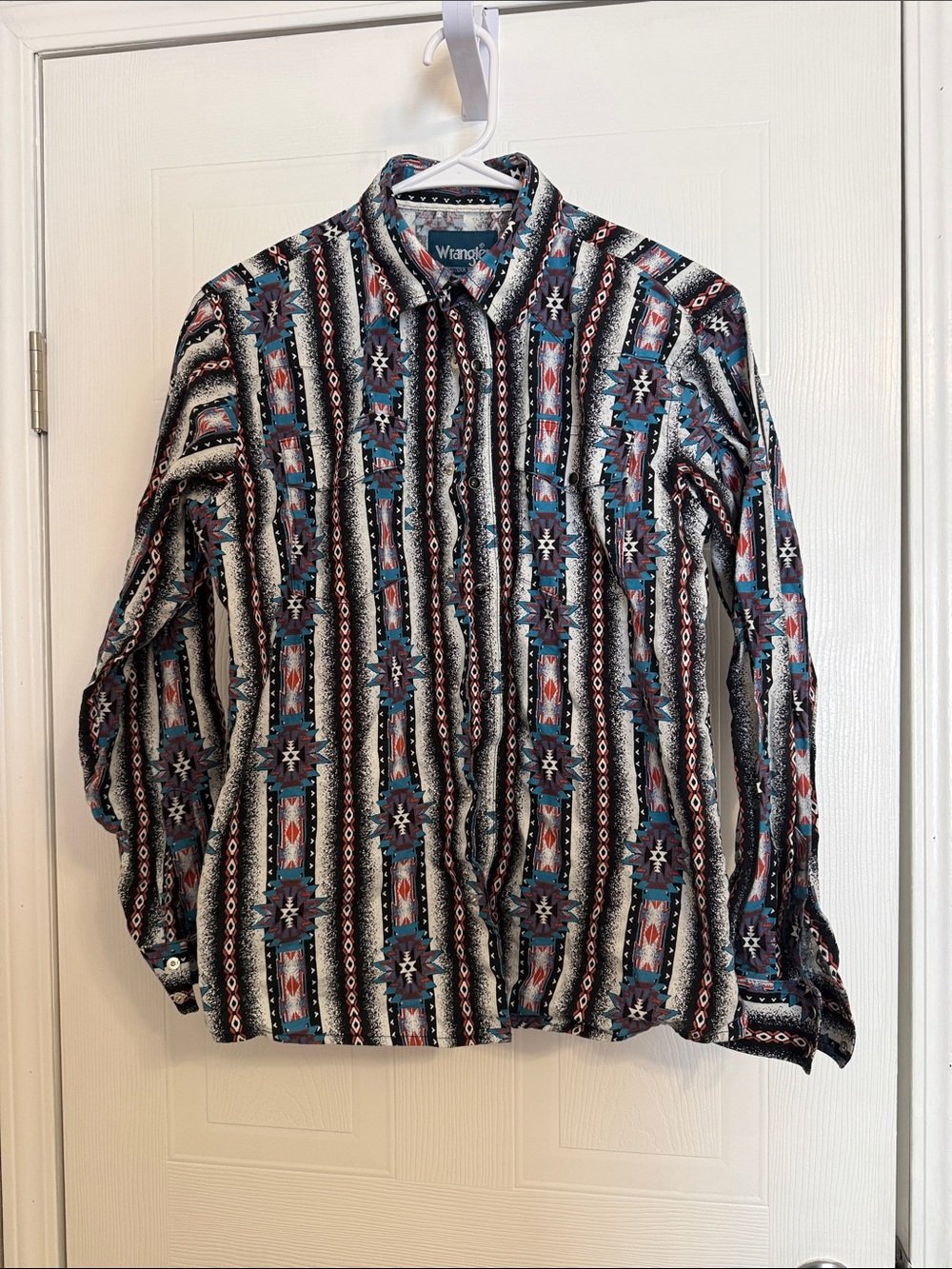 Wrangler Teal Black Multi Southwestern Button-Down Shirt